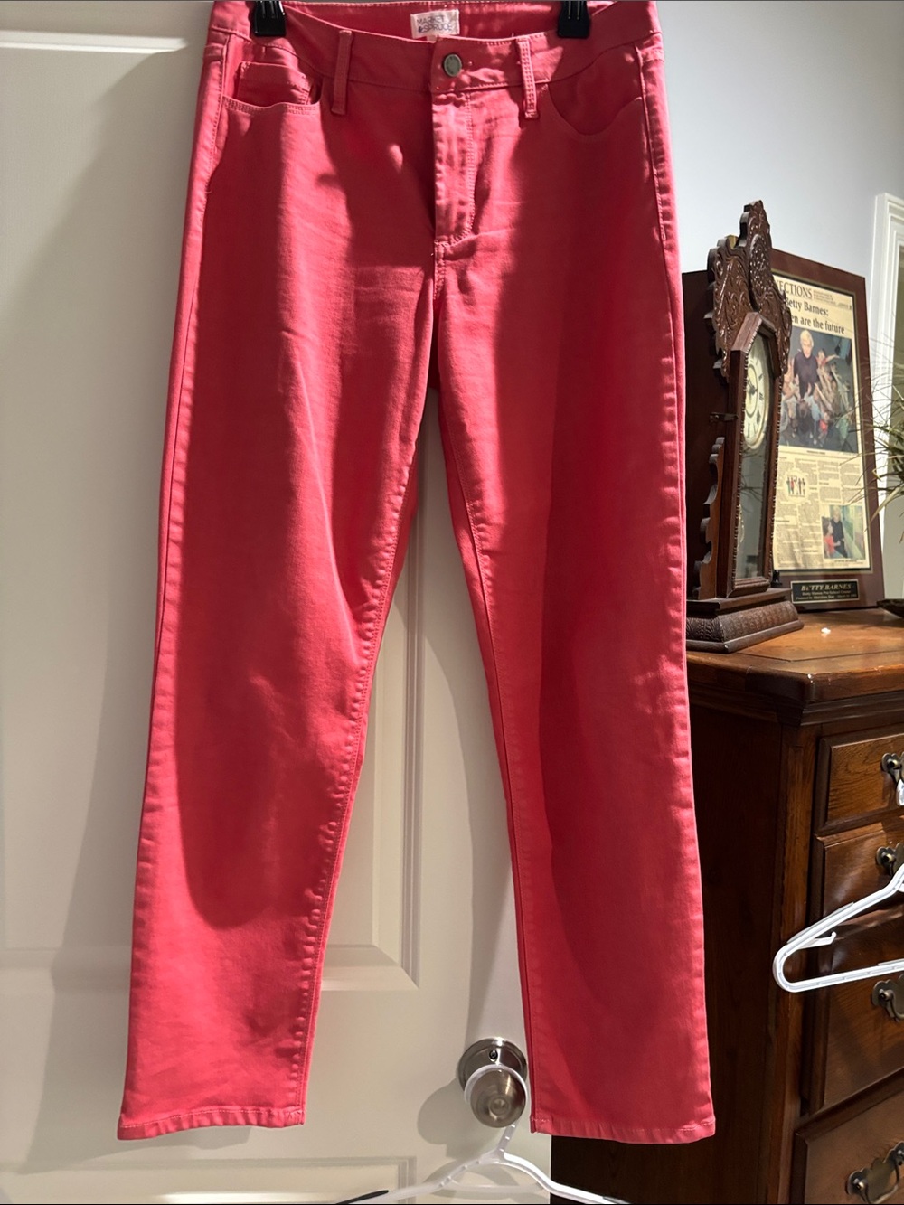 Market & Spruce Coral Pink Straight-Leg Trousers